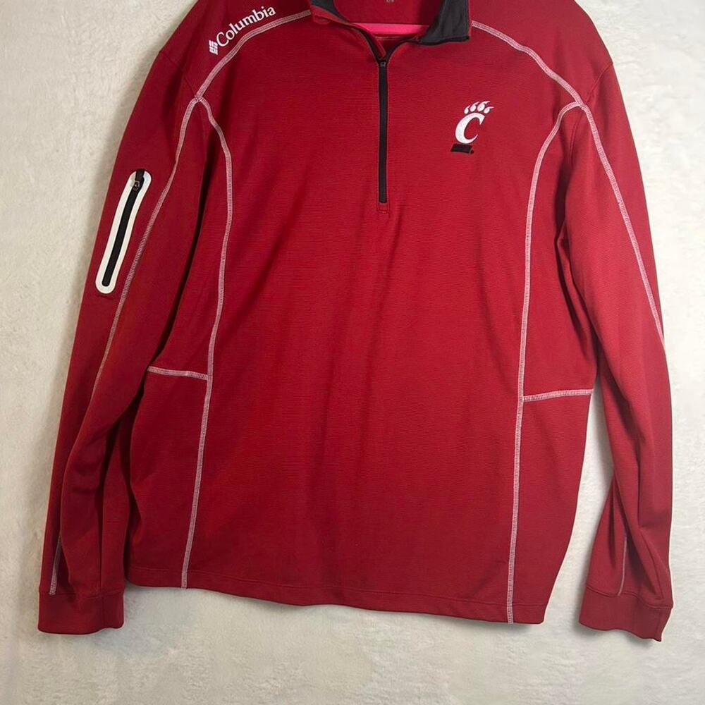 Columbia‎ red quarter zip pullover Cincinnati  zipper on sleeve Size L